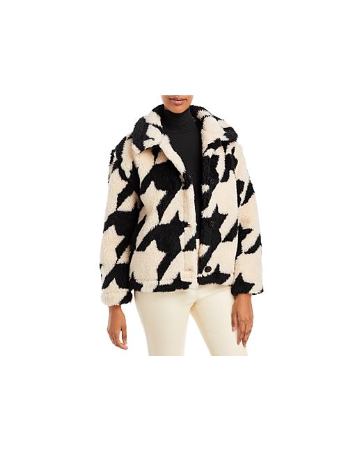 Blank NYC Houndstooth Faux Fur Coat