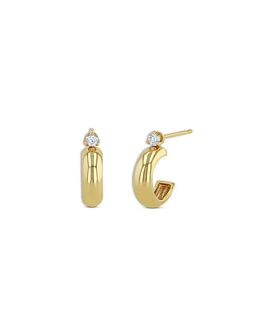 Zoe Chicco 14K Yellow Diamond Huggie Hoop Earrings