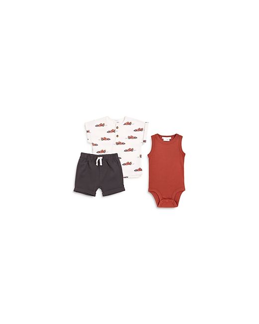 FIRSTS by petit lem Boys 3 Piece Race Car Tee Shorts Bodysuit Set Baby