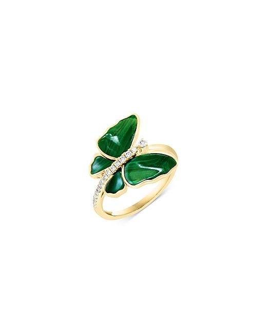Bloomingdale's Malachite Diamond Butterfly Ring in 14K Yellow Gold 100 Exclusive