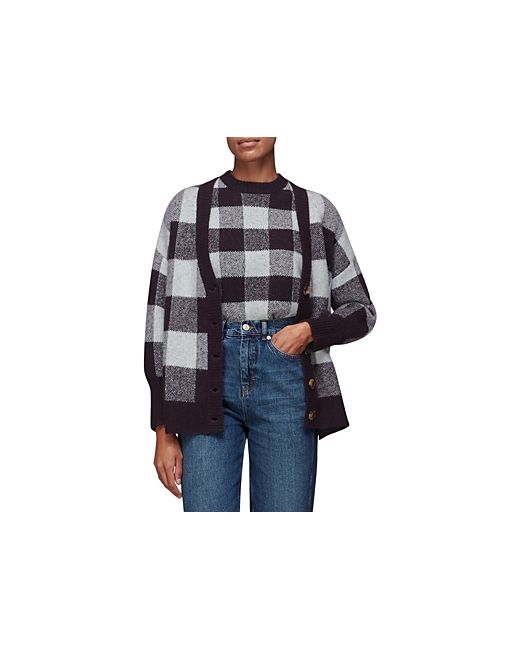 Whistles Checked Cardigan Sweater