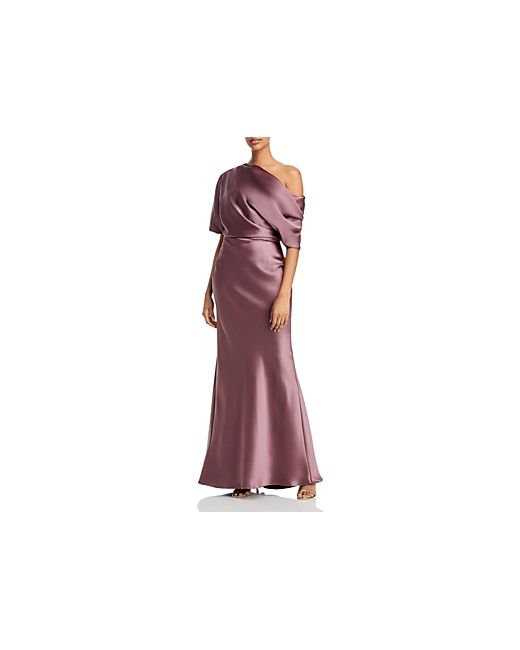 Amsale Draped Satin One Shoulder Dress