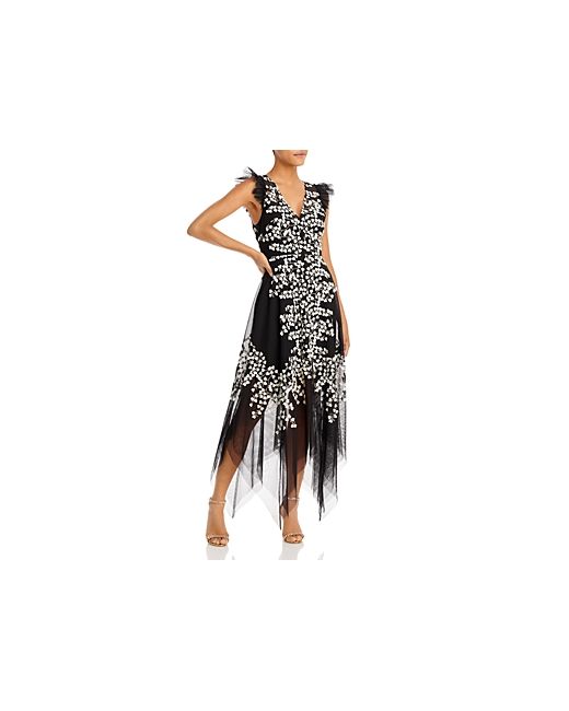 Bcbgmaxazria Embroidered Tulle Ruffled Gown