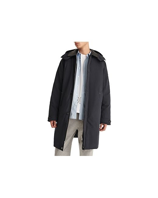 The Kooples Hooded Leather Collar Long Parka