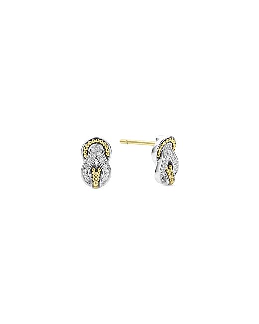 Lagos 18K Yellow Gold Sterling Newport Diamond Knot Stud Earrings