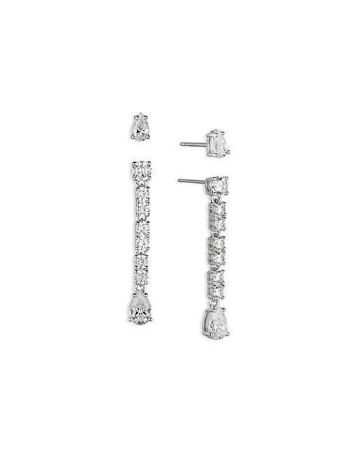 Nadri Love All Cubic Zirconia Stud Drop Earrings in Plated Set of 2