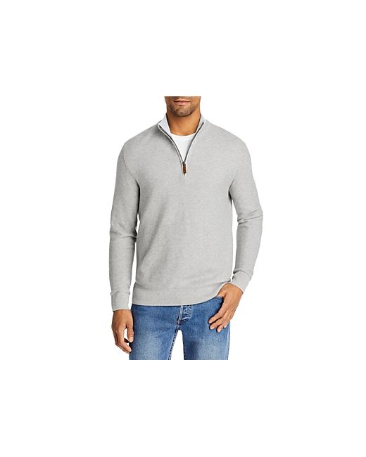 The Men's Store At Bloomingdale's Cotton Tipped Textured Birdseye Regular Fit Half Zip Mock Neck Sweater 100 Exclusive