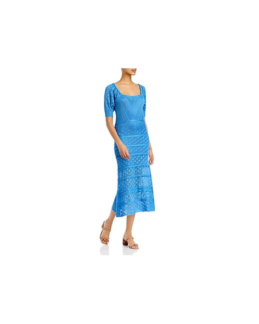 Aqua Puff Sleeve Crocheted Midi Dress 100 Exclusive