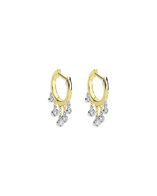 Meira T 14K Gold Yellow Diamond Bezel Dangle Hoop Earrings