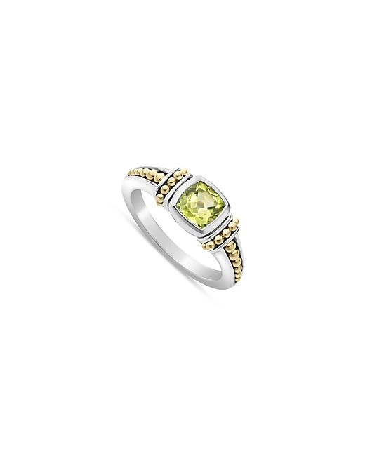 Lagos 18K Yellow Gold Sterling Caviar Peridot Ring