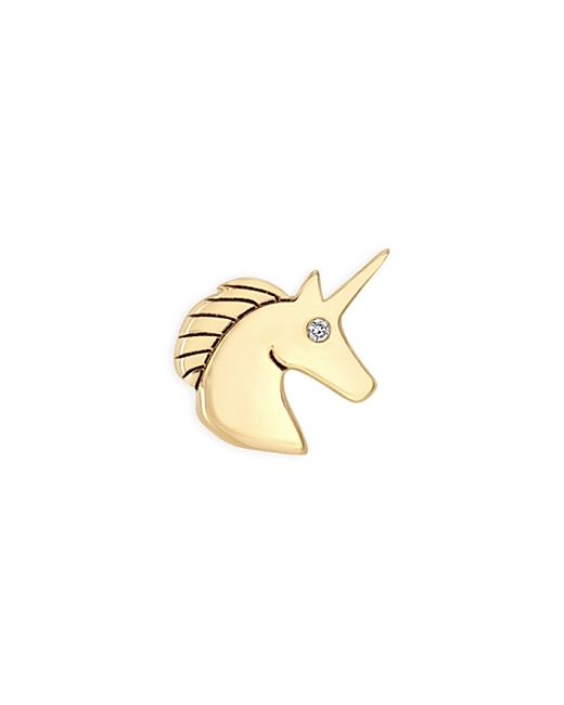 Zoe Chicco 14K Yellow Itty Bitty Symbols Diamond Accent Unicorn Single Stud Earring