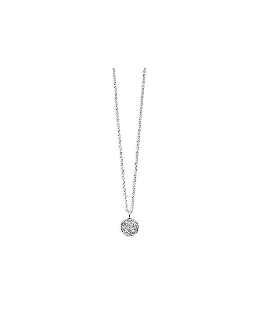 Ippolita Sterling Stardust Diamond Mini Flower Pave Disc Pendant Necklace 16-18
