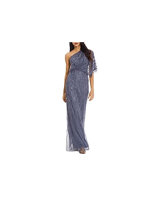 Adrianna Papell One Shoulder Beaded Dress