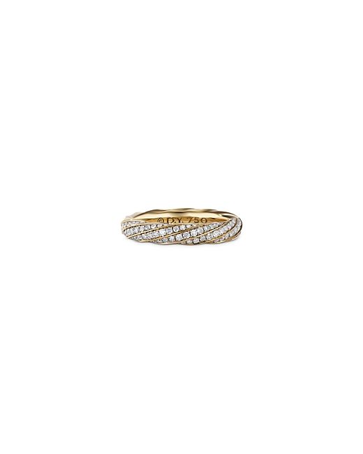David Yurman Cable Edge Band Ring in Recycled 18K Yellow Gold with Pave Diamonds