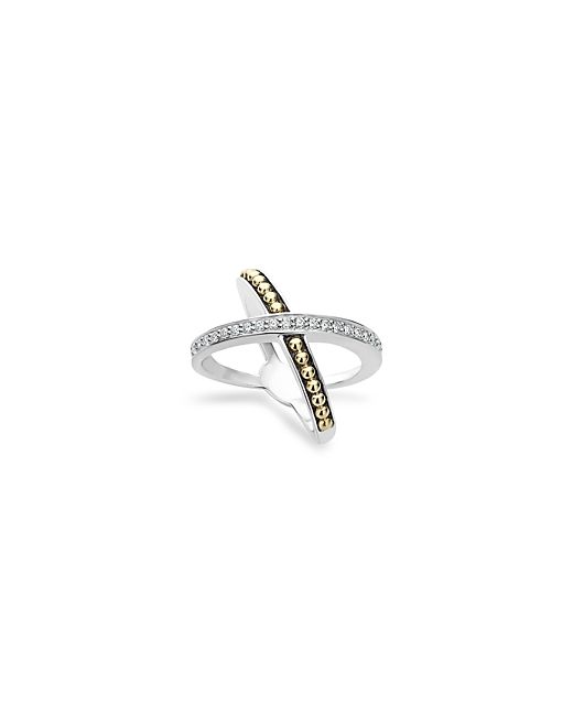 Lagos 18K and Sterling X Ring with Diamonds