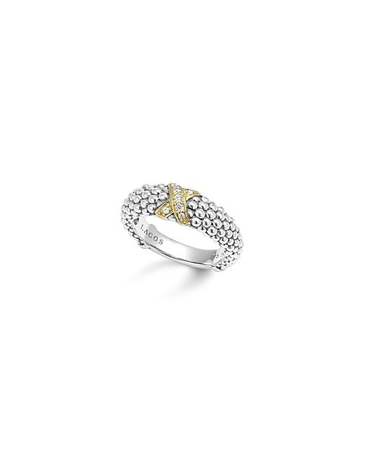 Lagos 18K and Sterling X Collection Diamond Caviar Ring