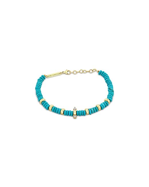 Zoe Chicco 14K Yellow Gold Gemstone Beads Turquoise Diamond Bracelet