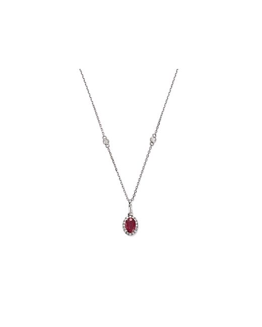 Bloomingdale's Ruby Diamond Oval Halo Pendant Necklace in 14K White Gold 18 100 Exclusive