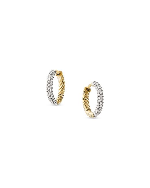 David Yurman 18K Yellow Gold Petite Hoop Earrings With Diamonds