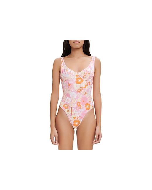 Maje Tpink Floral Print One Piece Swimsuit