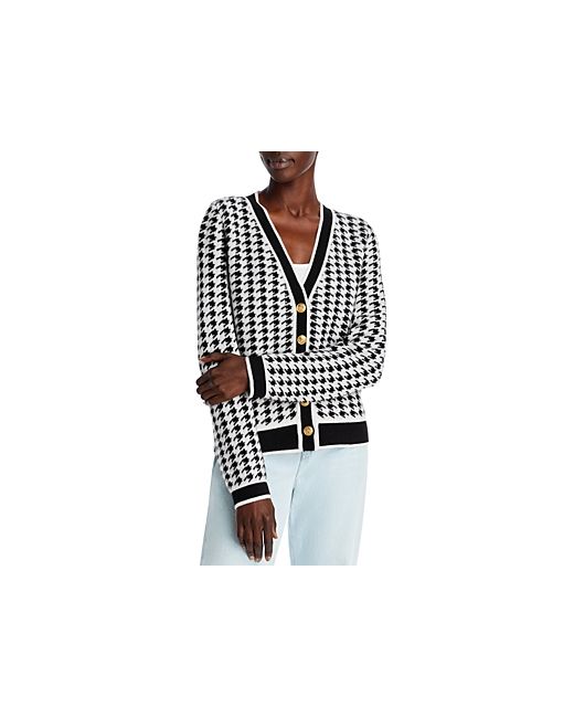 C By Bloomingdale's Cashmere Houndstooth Contrast Trim Cashmere Cardigan 100 Exclusive