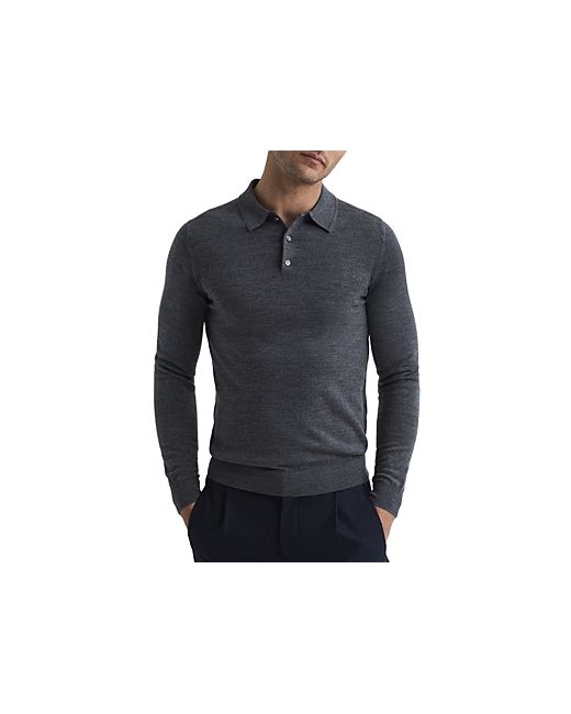 Reiss Trafford Merino Wool Regular Fit Long Sleeve Polo Shirt