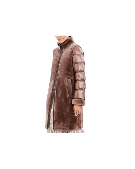 Dawn Levy Minique Shearling Mixed Media Quilted Sleeve Coat