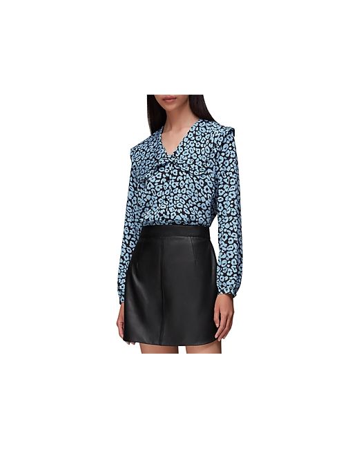 Whistles Fuzzy Leopard Collared Top