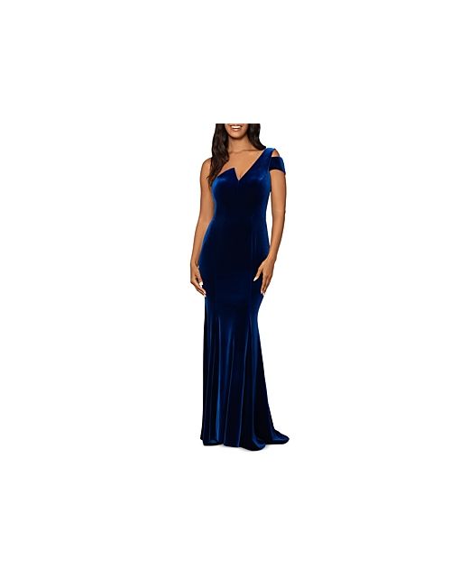 Aqua Velvet One-Shoulder Gown 100 Exclusive