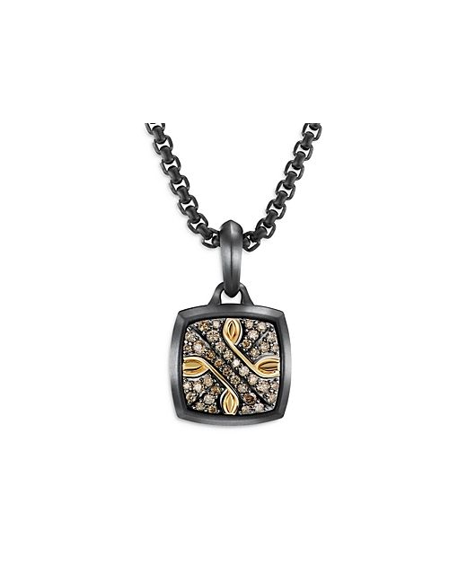 David Yurman Armory Amulet in Titanium with 18K Yellow Gold and Pave Cognac Diamonds