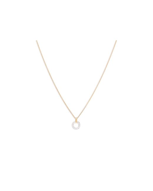 Marco Bicego 18K Yellow Gold Jaipur Link Diamond Flat Circle Pendant Necklace 16.5