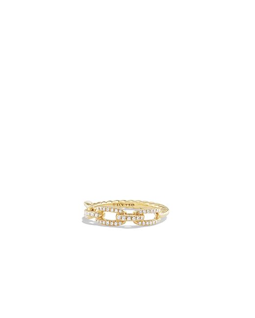 David Yurman Stax Single Row Pave Chain Link Ring with Diamonds