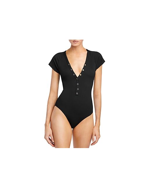 Robin Piccone Snap Front One Piece Swimsuit