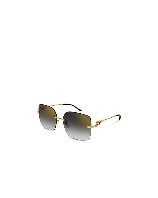 Cartier Panthere Classic 24K Gold Plated Rimless Square Sunglasses 60mm