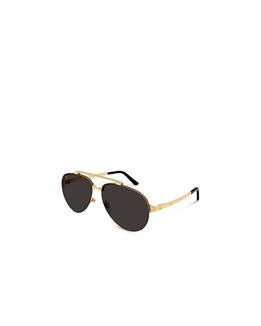 Cartier Santos Evolution 24K Gold Plated Aviator Sunglasses 61mm