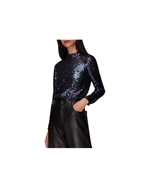 Whistles Sequined Mock Neck Top