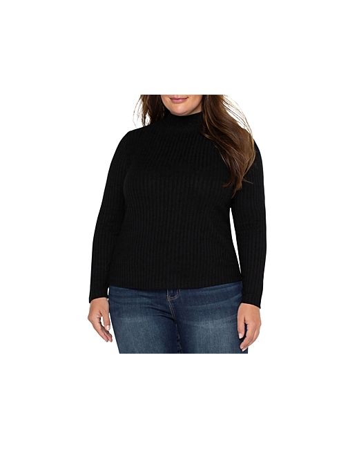 Liverpool Los Angeles Plus Ribbed Mock Neck Sweater