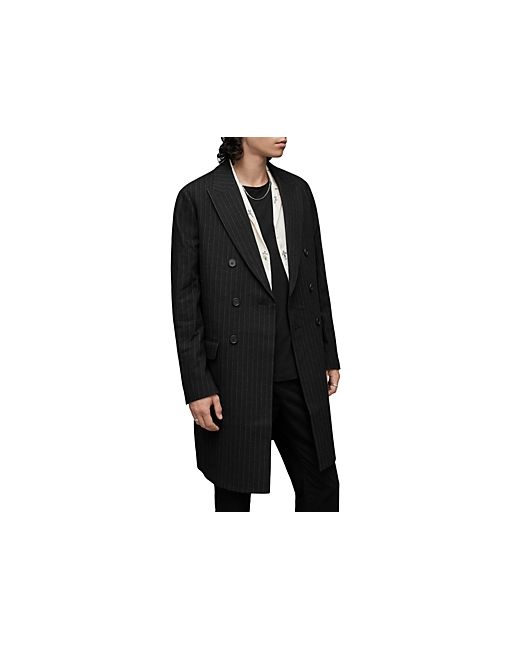AllSaints Brock Pinstriped Double Breasted Coat