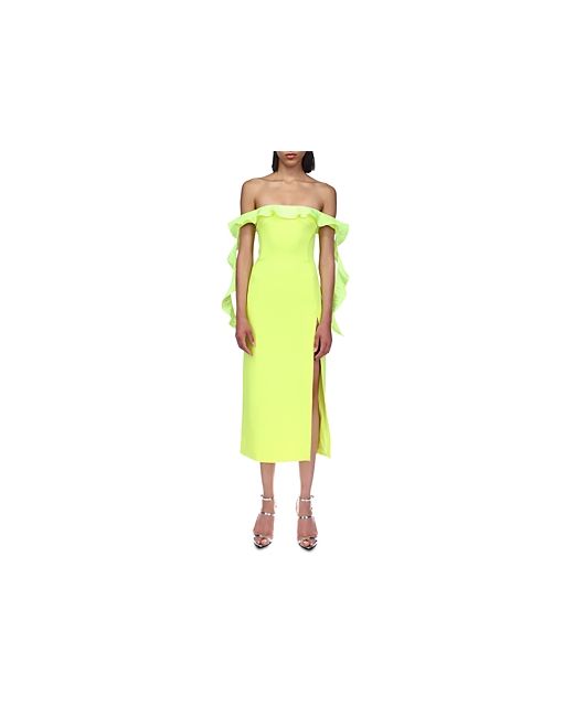 David Koma Off-the-Shoulder Ruffle Midi Dress