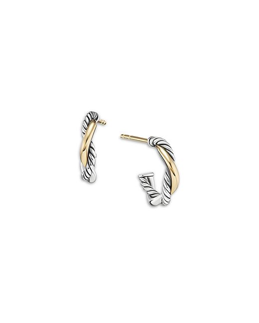 David Yurman Infinity Petite Huggie Hoop Earrings in Sterling with 14K Yellow Gold