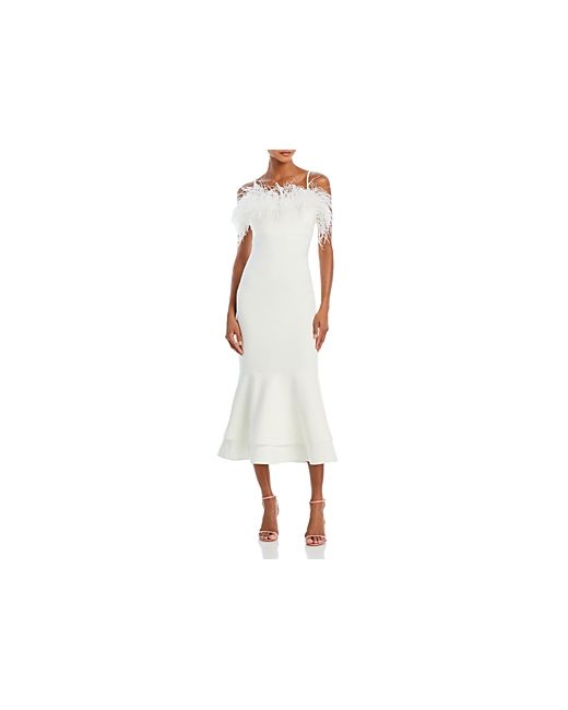 Likely Aurora Feather Trim Midi Gown