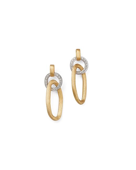 Marco Bicego 18K Yellow Gold Jaipur Diamond Textured Link Drop Earrings