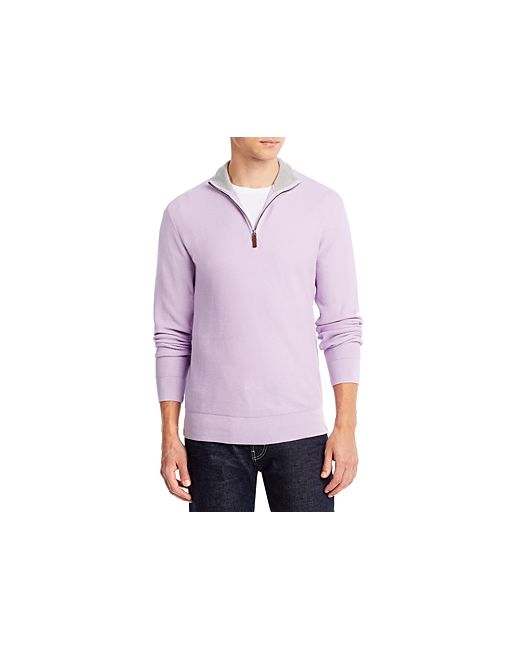 The Men's Store At Bloomingdale's Tipped Textured Birdseye Regular Fit Half Zip Mock Neck Sweater 100 Exclusive