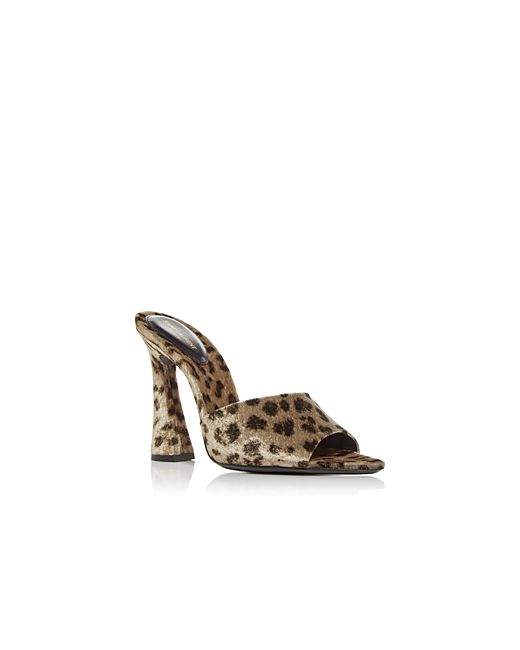 Saint Laurent Suite Leopard Block Heel Slide Sandals