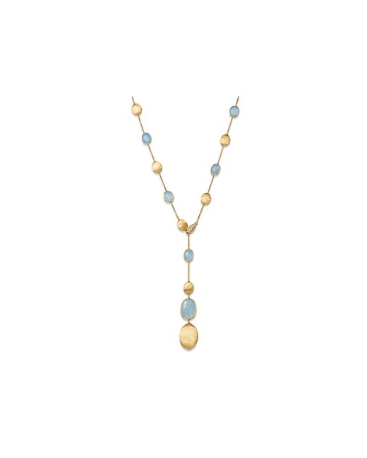 Marco Bicego 18K Yellow Gold Siviglia Aquamarine Diamond Lariat Necklace 16.5-18L