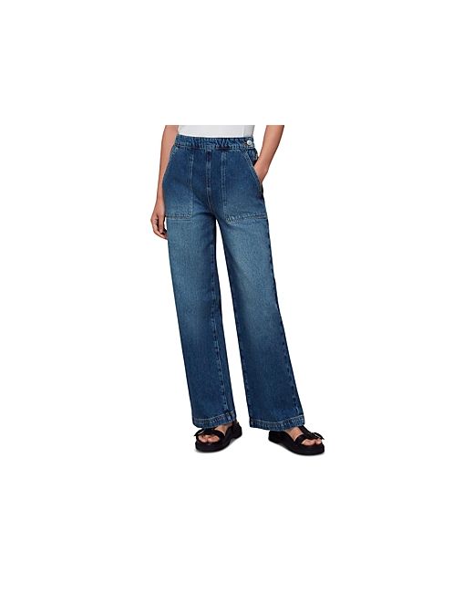Whistles Cotton Authentic Side Zip Mid Rise Straight Leg Jeans in