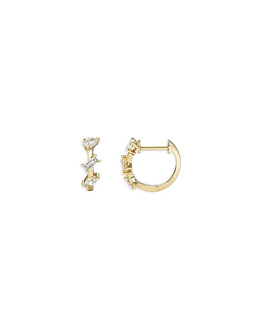 Zoe Lev 14K Yellow Diamond Multi Cut Huggie Hoop Earrings