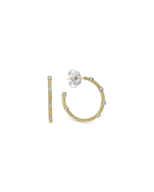 Lagos 18K Yellow Gold Caviar Diamond Hoop Earrings