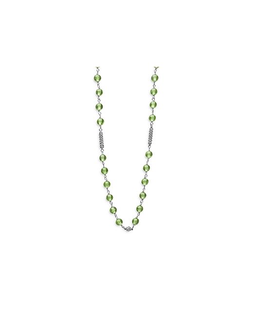 Lagos Sterling Caviar Peridot Bead Station Necklace 16-18