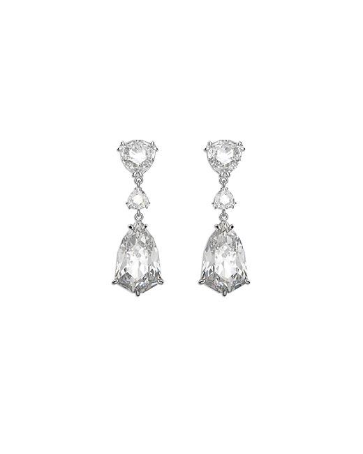 Swarovski Mesmera Trilliant Crystal Drop Earrings in Rhodium Plated
